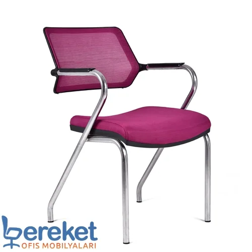 Crak mesh waiting chair with chrome metal legs and mesh back