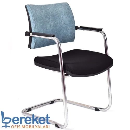 Front view of the Duna guest chair showing one-piece arm design