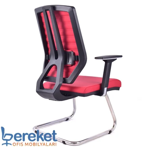 Kuver mesh waiting chair nickel-chrome stationary base detail view