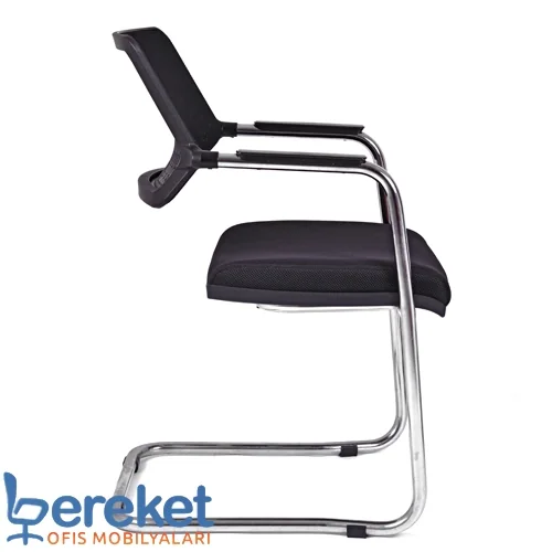 Nova upholstered office waiting chair showing plastic-capped metal arm