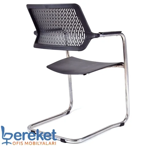 Side view of Nova plastic waiting chair showing fixed metal profile legs