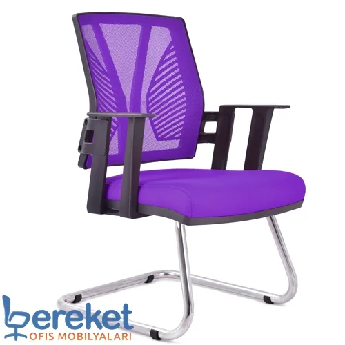 Rippe mesh visitor waiting chair with chrome legs, front view